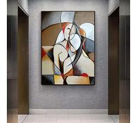 ZHMANLUCK Picasso Famoso Salón Arte de la Pared Decoración Gran Decoración de Pared Obras de Arte Abstracto Mujer Soñando Pinturas en Lienzo Cuadro de Pared Vintage 80x125cm (32x49in) con Marco Negro