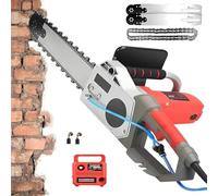 ZHNANDAMAI Motosierra Eléctrica para Hormigón, Motosierra de Mano, Cortadora de Muros con Cadena de Diamante, con de Supresión de Polvo con Alimentación de Agua, con 2 Cadenas y 2 Barras guía