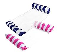 ZHODADA Hamaca de Piscina, 2pcs Hamacas Flotantes 4 en 1 Piscina Hinchables Flotante Tumbona de Inflar Colchoneta Silla Hamaca Verano de Natación (Azul Oscuro+Rosa)