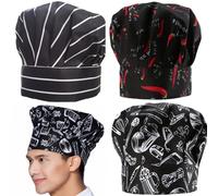 zhongguoqiaomao 3 Pcs Gorros de Cocinero Gorro de Cocinero Unisex Gorro de Chef en Algodón Gorra de Chef Transpirable Ajustable Apto para Adultos Hornear Cocina en casa Escuela y Restaurante