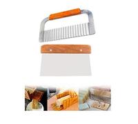 ZHONGJIUYUAN Juego de 2 piezas de acero inoxidable ondulado y recto para jabón, cortador de patata, cortador de pan, madera ajustable y biseladora