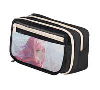Zhongkaihua 02/Zero Two - Estuche para lápices de anime con impresión de anime, adorable bolsa organizadora de papelería, gran capacidad, múltiples compartimentos para la escuela y la oficina, para