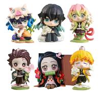 Zhongkaihua 6pcs Anime Figuras Kanroji Mitsuri Cute Mini Q Figura Kamado Nezuko Figura de Acción Tokitou Muichirou PVC Estatua Modelo Figura Adornos para fans del anime Coleccionables