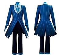 Zhongkaihua Anime Cosplay Hazbin Hotel Alastor Cosplay Disfraz Alastor Halloween Cosplay Uniforme Conjunto completo con abrigo, camisa, pantalones lazos y guante