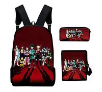 Zhongkaihua Anime My Hero Academia Deku Cosplay Bookbag College Bag Mochila 3D Digital Color Impresión Escolar Mochila Campus Estudiantes Mochila Equipaje Adolescentes Mochila 3 Piezas Set
