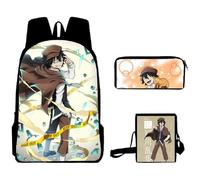 Zhongkaihua Bungo Stray Dogs - Juego de mochila para la escuela Osamu Dazai, bolsa escolar, estuches para lápices y bolsa cruzada para temporada de apertura, juegos de mochila de 3 piezas, Tipo 4.,