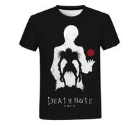 Zhongkaihua Camiseta de Death Note, diseño de Yagami & L Anime, para adolescentes y adultos, casual de verano con impresión 3D, manga corta, camiseta cómoda de moda para regalo de fans, Tipo 1, M