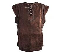 Zhongkaihua Chaleco de cuero estilo Orión medieval renacentista con cordones para hombre, chaleco retro, caballero vikingo, pirata, cosplay, Halloween, gótico, disfraz