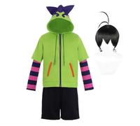 Zhongkaihua Chinen Miya - Disfraz de cosplay de Halloween para fiesta de Halloween, juego de rol, conjunto completo de sudadera con capucha y pantalones cortos con orejas y cola
