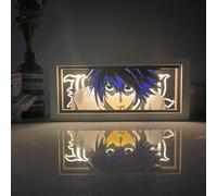 Zhongkaihua Death Note Light Lámpara LED Anime Light Up Box, Death Note L Figura Art Papercut Lámparas de mesa Marco de luz Decoración de escritorio Regalos