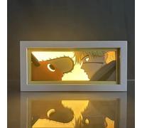 Zhongkaihua Denji - Lámpara de noche con diseño de anime en 3D, diseño de anime y manga con corte de papel, caja de luz creativa para dormitorio, lámpara de mesa decorativa