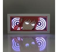 Zhongkaihua Denji - Lámpara de noche con diseño de anime en 3D, diseño de anime y manga con corte de papel, caja de luz creativa para dormitorio, lámpara de mesa decorativa
