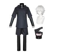 Zhongkaihua Disfraz de Kaneki Ken para cosplay de anime, máscara y peluca incluida para hombre, uniforme, chaqueta, camiseta y pantalones de anime