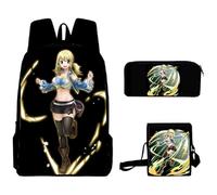 Zhongkaihua FAIRY TAIL - Juego de mochila de anime 3 en 1 con bolsa escolar, estuches para lápices y bolsa cruzada para niños y niñas, temporada de apertura escolar, juegos de mochila de 3 piezas,