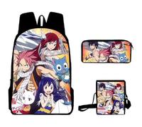 Zhongkaihua FAIRY TAIL - Juego de mochila de anime 3 en 1 con bolsa escolar, estuches para lápices y bolsa cruzada para niños y niñas, temporada de apertura escolar, juegos de mochila de 3 piezas,