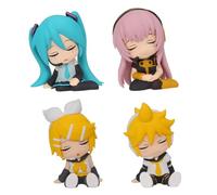 Zhongkaihua Figuras de anime Miku Figura Megurine Luka, Kagamine Rin/Len Figura Estatua Sentado Modelo de Acción Figura Anime Tope de pasta 6 cm PVC Colección Decoraciones Regalos 4 piezas
