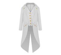 Zhongkaihua Gabardina gótica steampunk medieval vintage para hombre, abrigo de esmoquin largo victoriano renacentista para actuaciones en escenario, blanco, L
