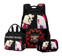 Zhongkaihua Hazbin - Juego de mochila de hotel de 3 piezas, mochila Amime individual, bolsa de almuerzo, estuche para lápices, suministros de regreso a clases, mochila casual, bolsa de viaje, Tipo 6,
