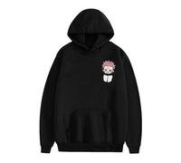 Zhongkaihua JJK Gojo and Geto - Sudadera con capucha para cosplay de Fushiguro Megumi/Sukuna/Itadori Yuji, informal, a la moda, con estampado de anime, manga larga, color negro, Tipo 1, XL