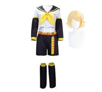 Zhongkaihua Kagamine Rin/Kagamine Len Cosplay Disfraz de marinero uniforme peluca Set de rol Halloween Anime Carnaval Fiesta Disfraz para fans