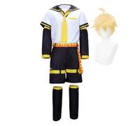 Zhongkaihua Kagamine Rin/Kagamine Len Cosplay Disfraz de marinero uniforme peluca Set de rol Halloween Anime Carnaval Fiesta Disfraz para fans