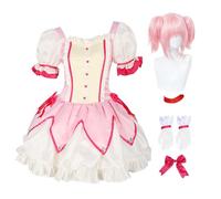 Zhongkaihua Kaname Madoka - Disfraz de anime para cosplay, uniforme con guantes y calcetines, conjuntos completos para mujer, Halloween, fiesta, carnaval, trajes de vestir