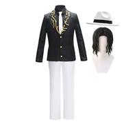 Zhongkaihua Kibutsuji - Disfraz de cosplay de Muzan con sombrero y peluca, conjuntos completos para hombre, chaqueta y pantalones casuales de negocios, uniforme de personajes de anime para fiesta de