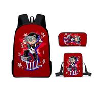 Zhongkaihua Luka Student - Juego de 3 piezas, Back ot School Mizi Ivan con impresión 3D de anime, bolsa escolar de dibujos animados, estuche para lápices Till SUA, bolsa de hombro para niños y niñas