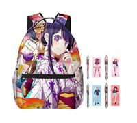 Zhongkaihua Oshi no Ko Mochila + bolígrafo impreso en 3D Oshi no Ko Merch Set de bolígrafos bolsa casual de viaje al aire libre bolsa para laptop de vuelta a la escuela mochila para niños y niñas,
