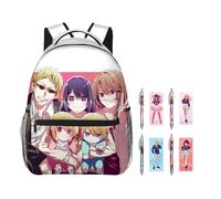 Zhongkaihua Oshi no Ko Mochila + bolígrafo impreso en 3D Oshi no Ko Merch Set de bolígrafos bolsa casual de viaje al aire libre bolsa para laptop de vuelta a la escuela mochila para niños y niñas,
