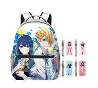 Zhongkaihua Oshi no Ko Mochila + bolígrafo impreso en 3D Oshi no Ko Merch Set de bolígrafos bolsa casual de viaje al aire libre bolsa para laptop de vuelta a la escuela mochila para niños y niñas,