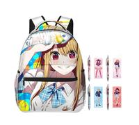 Zhongkaihua Oshi no Ko Mochila + bolígrafo impreso en 3D Oshi no Ko Merch Set de bolígrafos bolsa casual de viaje al aire libre bolsa para laptop de vuelta a la escuela mochila para niños y niñas,