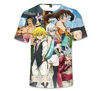 Zhongkaihua The Seven Deadly Sins: Wrath of the Gods Anime Meliodas/Elizabeth Liones Colorful 3D Print Pattern Casual Camisetas de poliéster XS-2XL, Tipo 2., 50