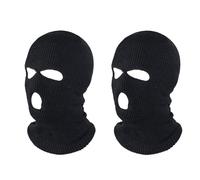 Zhongtou 2 Piezas Pasamontañas 3 Agujeros Invierno Punto Capuchas Faciales Mascarilla Calientes Balaclava Elástica de Esquí Sombrero para Moto Hombre Mujer Pasamontañas para Exteriores