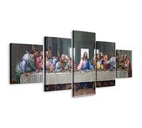 ZHONGYUTONG lienzo decorativo para sala de estar de 5 paneles de la Última Cena, decoración moderna, pósteres y impresiones envueltos en galería