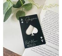 Zhongzhi Abrebotellas personalizado Ace of Spades grabado personalizado abrebotellas portátil regalos de boda BestMan regalo de novio regalo padrino de boda (negro, 30 piezas)