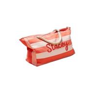 Zhongzhi Bolsa de playa a rayas personalizada con cremallera, bolsa de piscina impermeable con nombre personalizado, bolsas de viaje para niñas, regalos de despedida de soltera, Rojo