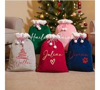 Zhongzhi Bolsa grande de regalo de Navidad personalizada, saco de Navidad familiar con nombre, bolsa de regalo de terciopelo para niños (40 x 60 cm)