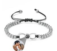 Zhongzhi Pulsera personalizada con foto infinita con imagen en el interior, pulseras de proyección de fotos personalizadas para mujeres, hombres y familia, Talla única, Acero inoxidable, No es una