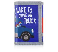 ZHONYEE Carteras de lona con bloqueo RFID de dibujos animados para niños, bonitas carteras de lona para deportes al aire libre con adhesivo mágico y bolsillo con cremallera, Camión