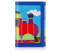 ZHONYEE Carteras de lona con bloqueo RFID de dibujos animados para niños, bonitas carteras de lona para deportes al aire libre con adhesivo mágico y bolsillo con cremallera, Tren, Casual