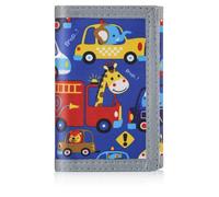 ZHONYEE Carteras de lona con bloqueo RFID de dibujos animados para niños, bonitas carteras de lona para deportes al aire libre con adhesivo mágico y bolsillo con cremallera, Animal Car