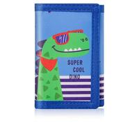 ZHONYEE Carteras de lona con bloqueo RFID de dibujos animados para niños, bonitas carteras de lona para deportes al aire libre con adhesivo mágico y bolsillo con cremallera, dinosaurio