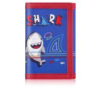 ZHONYEE Carteras de lona con bloqueo RFID de dibujos animados para niños, bonitas carteras de lona para deportes al aire libre con adhesivo mágico y bolsillo con cremallera, tiburón