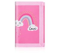 ZHONYEE Carteras de lona con bloqueo RFID de dibujos animados para niños, bonitas carteras de lona para deportes al aire libre con adhesivo mágico y bolsillo con cremallera, arcoíris