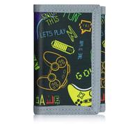 ZHONYEE Carteras frescas para adolescentes niños y niñas con cremallera bolsillo para monedas, ranura para tarjetas, tela RFID de tres solapas, pegatina mágica para exteriores, Juego Negro, 7.6 cm x