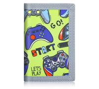 ZHONYEE Carteras geniales para adolescentes para niños y niñas con cremallera y ranura para tarjetas, lona triple RFID para exteriores, diseño encantador adhesivo mágico para 12 a 16 años, Juego