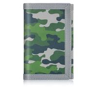 ZHONYEE Carteras geniales para adolescentes para niños y niñas con cremallera y ranura para tarjetas, lona triple RFID para exteriores, diseño encantador adhesivo mágico para 12 a 16 años, verde