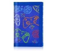 ZHONYEE Carteras geniales para adolescentes para niños y niñas con cremallera y ranura para tarjetas, lona triple RFID para exteriores, diseño encantador adhesivo mágico para 12 a 16 años, Juego azul,