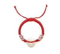 ZHOU LIU FU Y178925 - Pulseras de cuentas de jade con hebilla de la paz, diseño floral rojo, ajustable, piedras preciosas de la suerte, joyería bonita para mujeres, hija, hijo, aniversario, regalos de